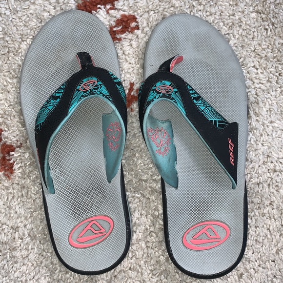 Reef- Mick Fanning Sandals- Bottle Opener FlipFlop- Men 9- Turquoise/Pink/Navy - Picture 10 of 11